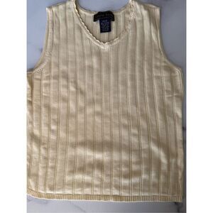 Laura Scott women’s 90’s tank top Small ribbed sleeveless buttercup pastel knit